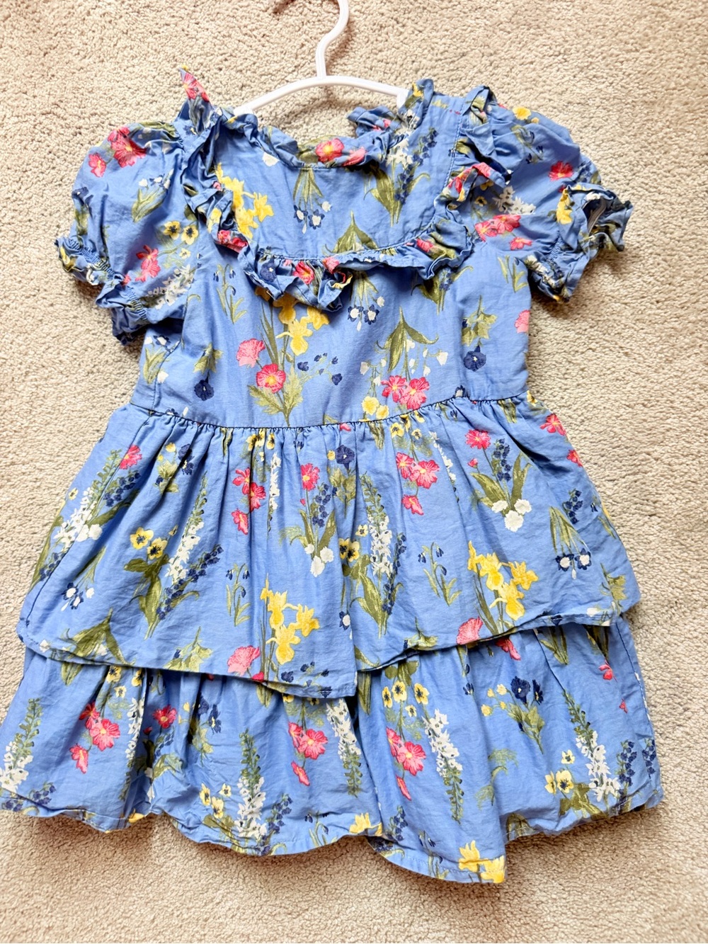 Janie and jack Blue Floral Tiered Ruffle Kids Dress